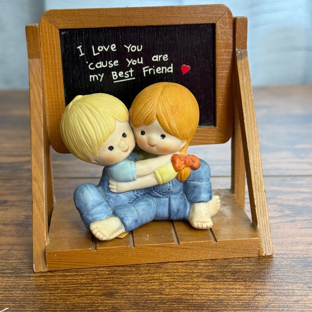 Vintage 1983 Enesco Country Cousins Katie Scooter Sitting Together Best Friend